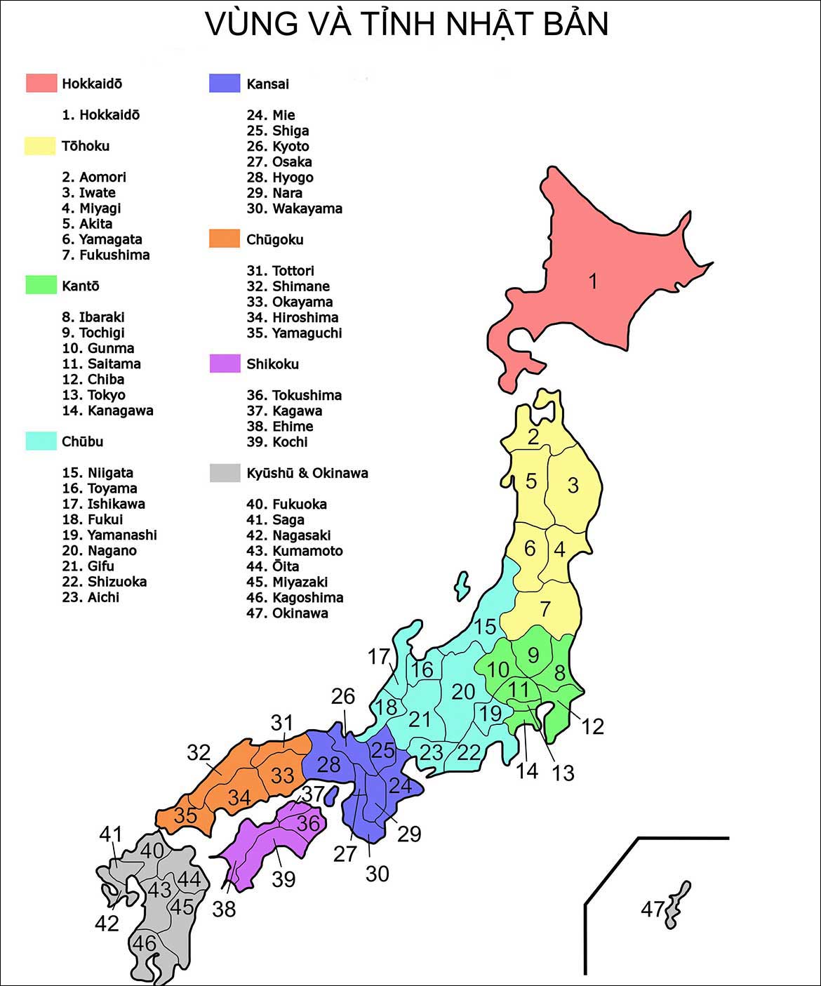 Bản Đồ Nhật Bản | Chi tiết Các Điểm Du Lịch & Vùng Kinh Tế 
