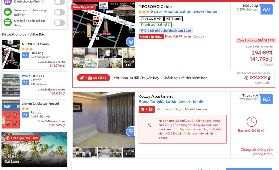  Chi phí khách sạn khi du lịch Đài Loan tự túc
