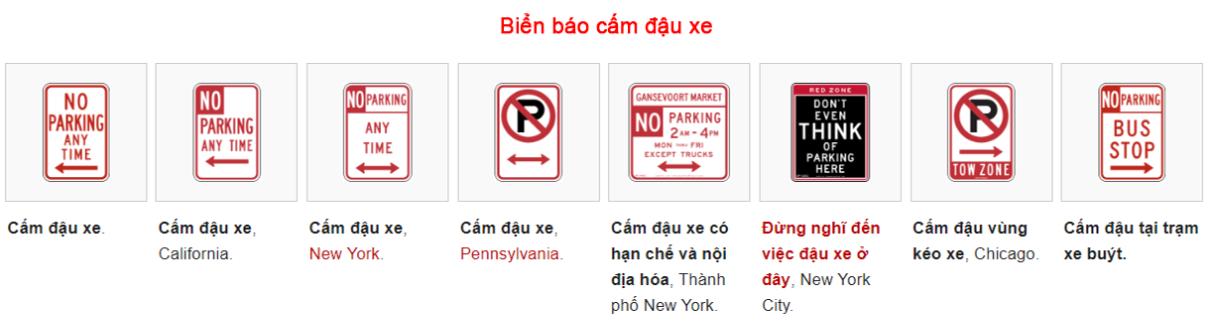 Biến báo cấm đậu xe ở Mỹ